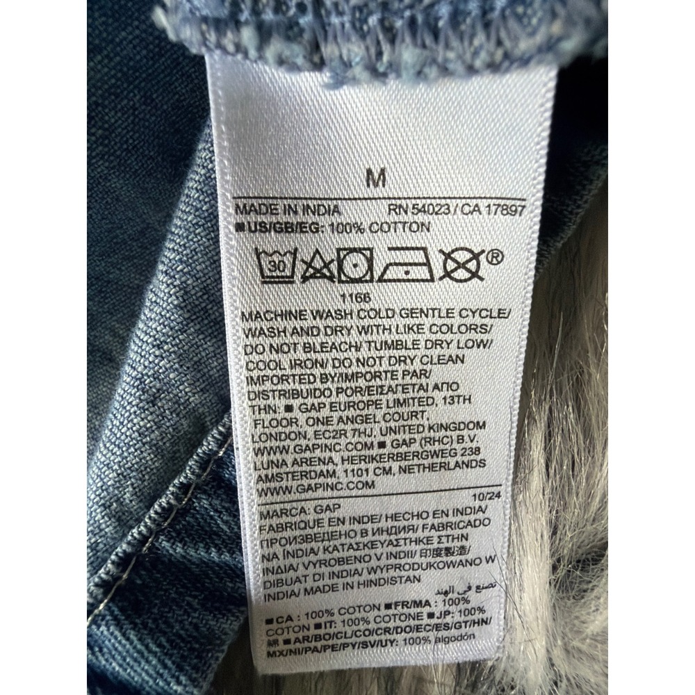 Gap Denim Midi Shirt Dress Medium Wash Blue Cotton Sleeveless Pleated Waist M - Picture 8 of 8